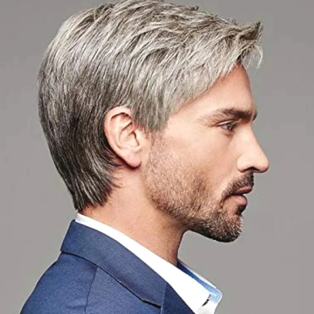 HIM Hairuwear mens hairpiece lace front synthetic wig classic short hair toupee